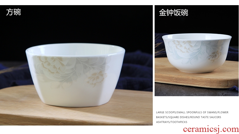 Jingdezhen ceramics from home dishes suit bone porcelain pot dish combination supporting Chinese style rainbow noodle bowl bowl soup bowl