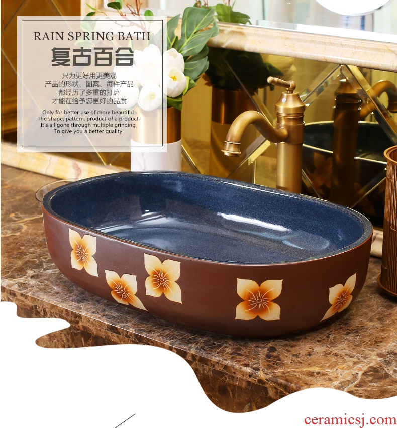 Jingdezhen ceramic stage basin art hotel European archaize elliptical lavatory toilet lavabo