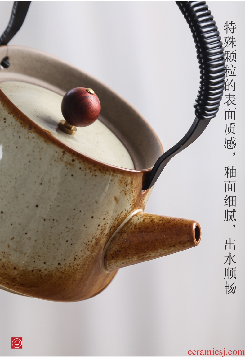 Three thousand coarse pottery teapot ceramic household single girder pot pot of tea village retro nostalgia Japanese kung fu suit the teapot