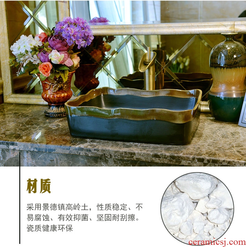 Jingdezhen antique black waves sanitary ceramic basin toilet lavabo washs a face wash basin that wash a face on stage