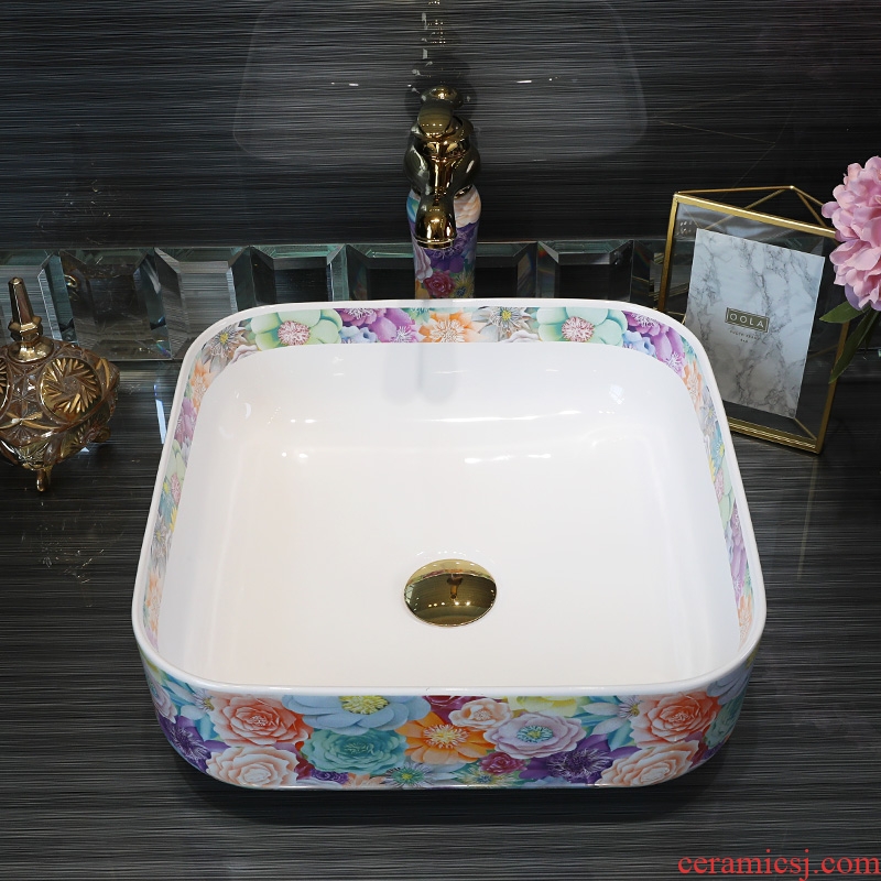 Gold cellnique creative small size ceramic lavatory basin art home bathroom sink basin on the basin that wash a face