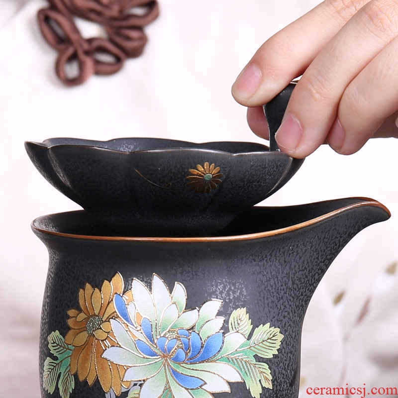 In tang dynasty ceramic kung fu tea set parts make tea tea filter variable on flower) filter funnel Japanese tea ceremony