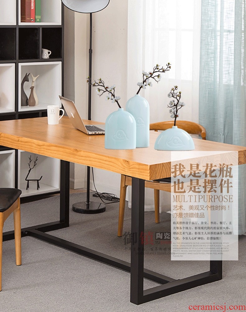 Jingdezhen ceramic vase household soft adornment three-piece furnishing articles sitting room of Chinese style art TV ark decoration
