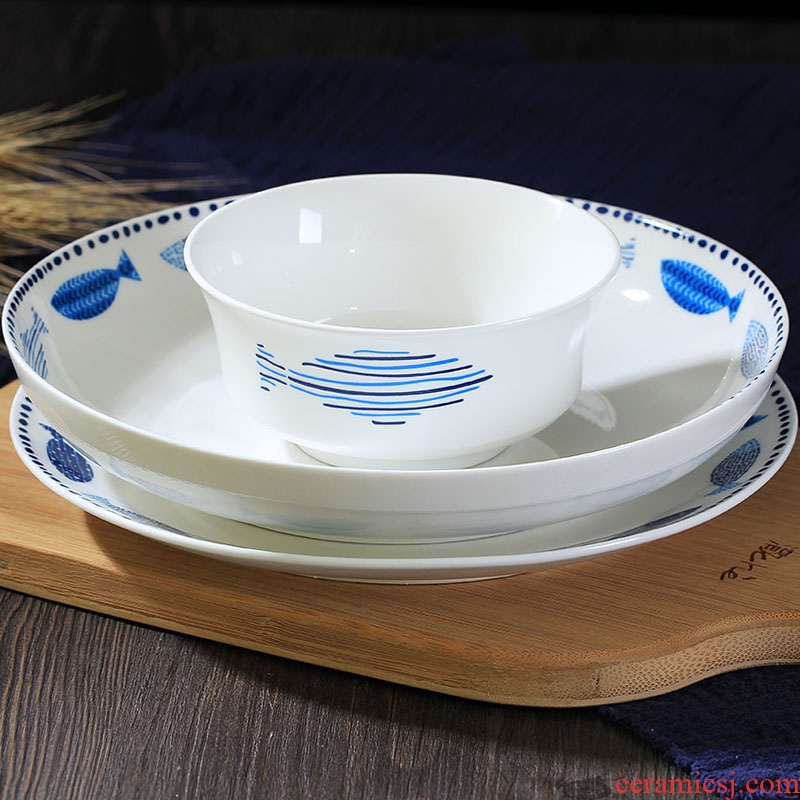 Jingdezhen dishes ceramic tableware free combination jobs rainbow noodle bowl soup bowl dish spoons piece Chinese bone porcelain suits