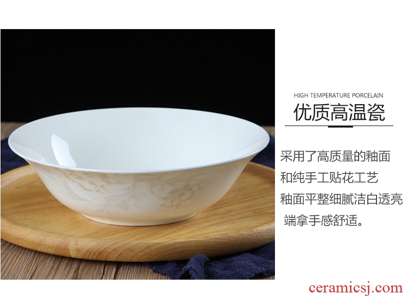 Jingdezhen ceramic household bowl bone China 9 inches large noodles soup bowl creative jobs microwave Korean dishes