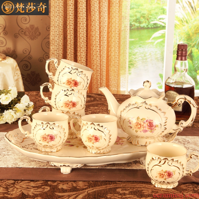 Vatican Sally's European ceramic tea set with tray home English afternoon tea cup suit small luxury