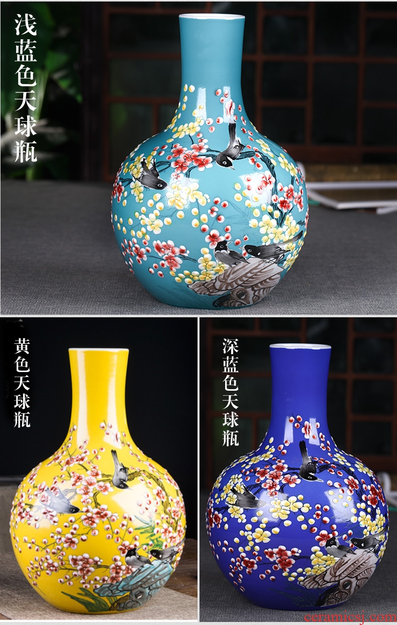 Master of jingdezhen hand-painted ceramics vase furnishing articles new Chinese wine TV ark sitting room adornment ornament