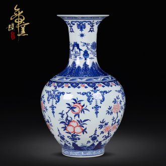 Jingdezhen ceramics imitation qing qianlong vase handmade antique bottles of blue and white porcelain arts and crafts sitting room adornment furnishing articles