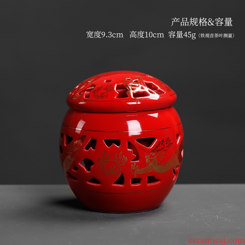 China red tea pot chrysanthemum patterns put POTS wedding wedding seal tank storage tank ceramic moistureproof