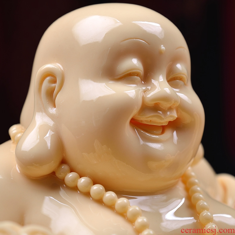Oriental clay ceramic laughing Buddha furnishing articles dehua jade sculpture art/Huang Ruyi maitreya D34-109 - a