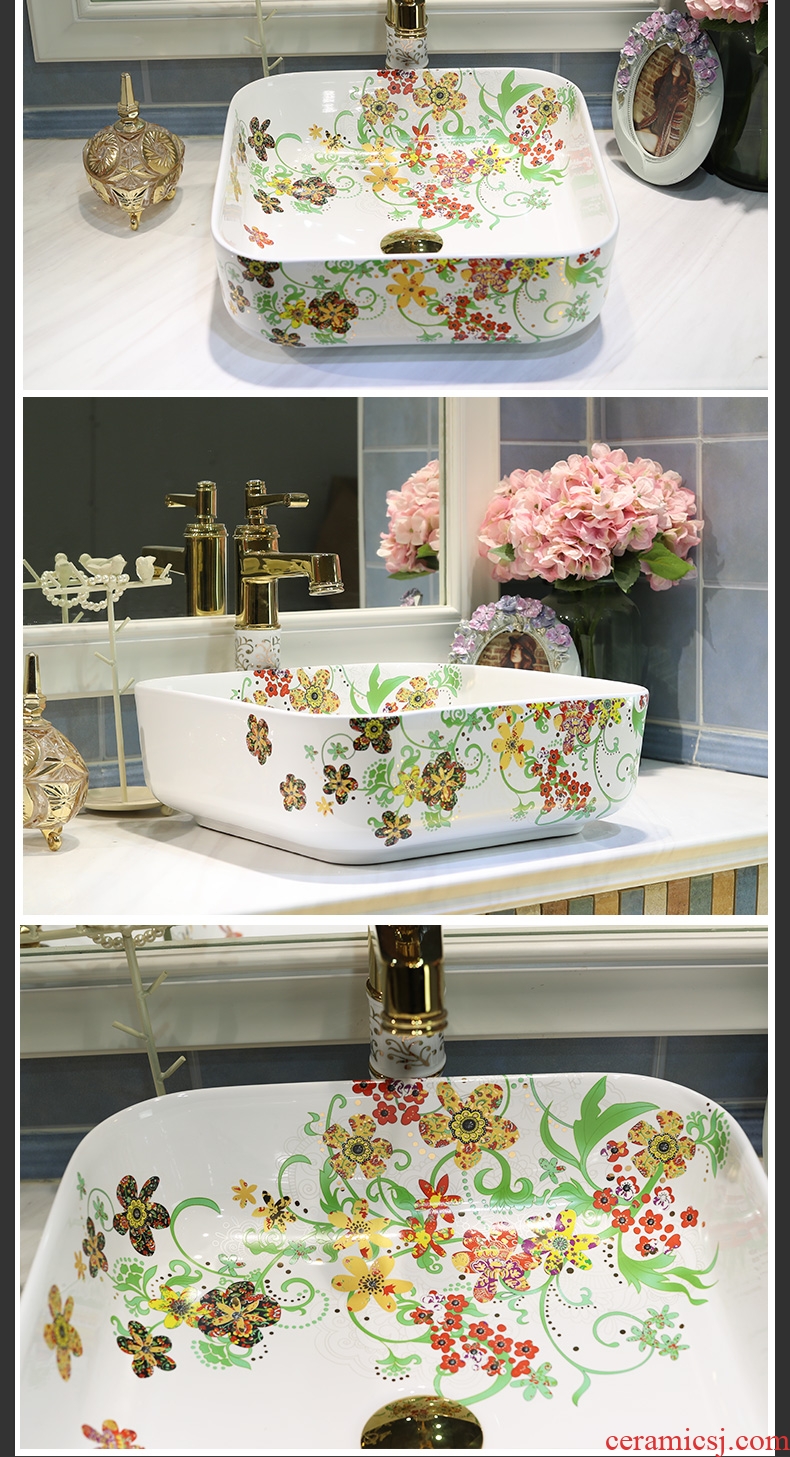 Gold cellnique jingdezhen square ceramic art basin stage basin toilet lavabo square color