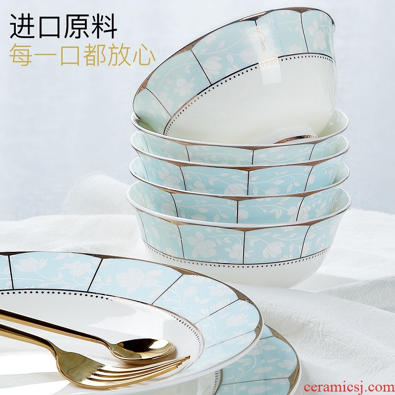 Inky western-style bone bowls pan American dishes suit household jingdezhen ceramic tableware suit thin film