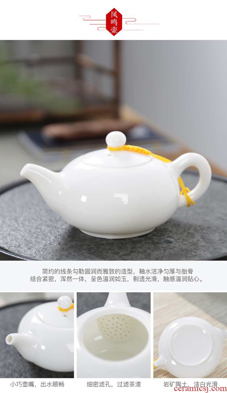 In tang dynasty ceramics kung fu tea sets white porcelain household contracted tea Japanese teapot tea cups
