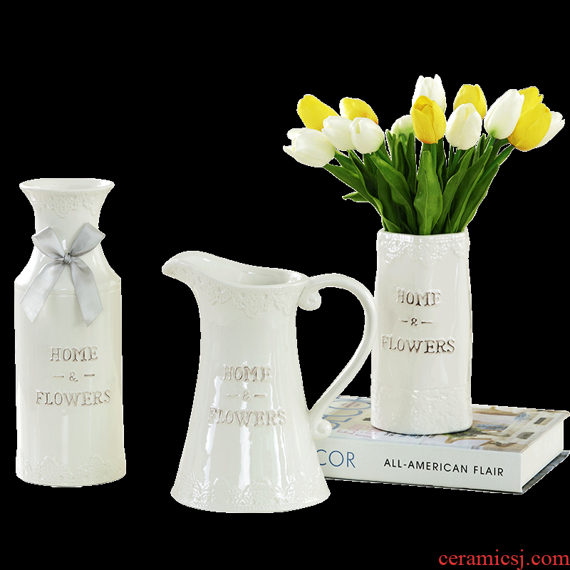American country floret bottle of restoring ancient ways do old white ceramic vases, furnishing articles gifts home sitting room adornment