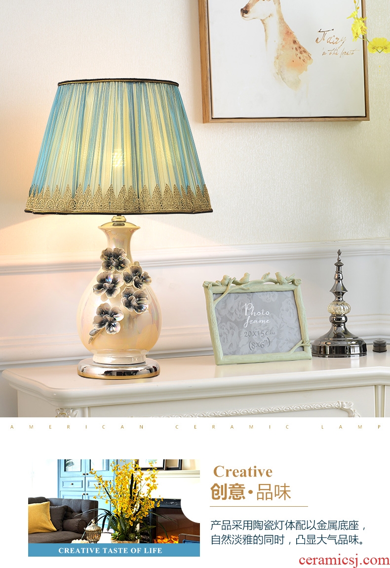 Ceramic lamp LED light glossy study sitting room decoration of bedroom the head of a bed lamp creative hand flowers