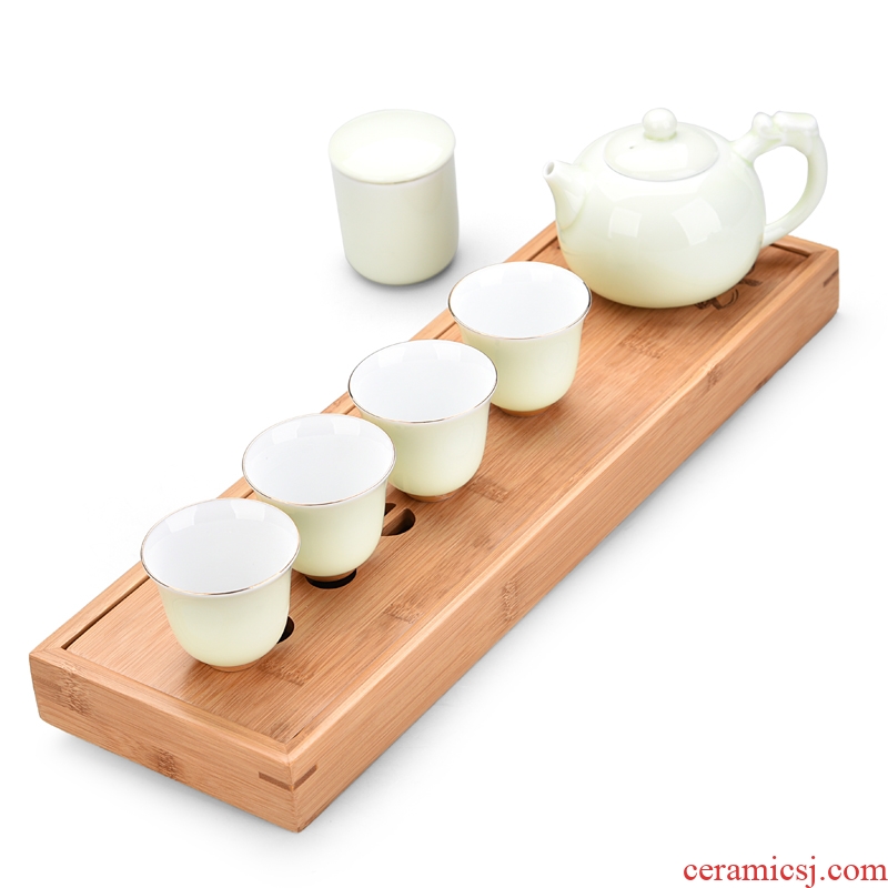 Hong bo need a complete set of ceramic tea set ground water bamboo dry bubble little Japanese kung fu tea tray