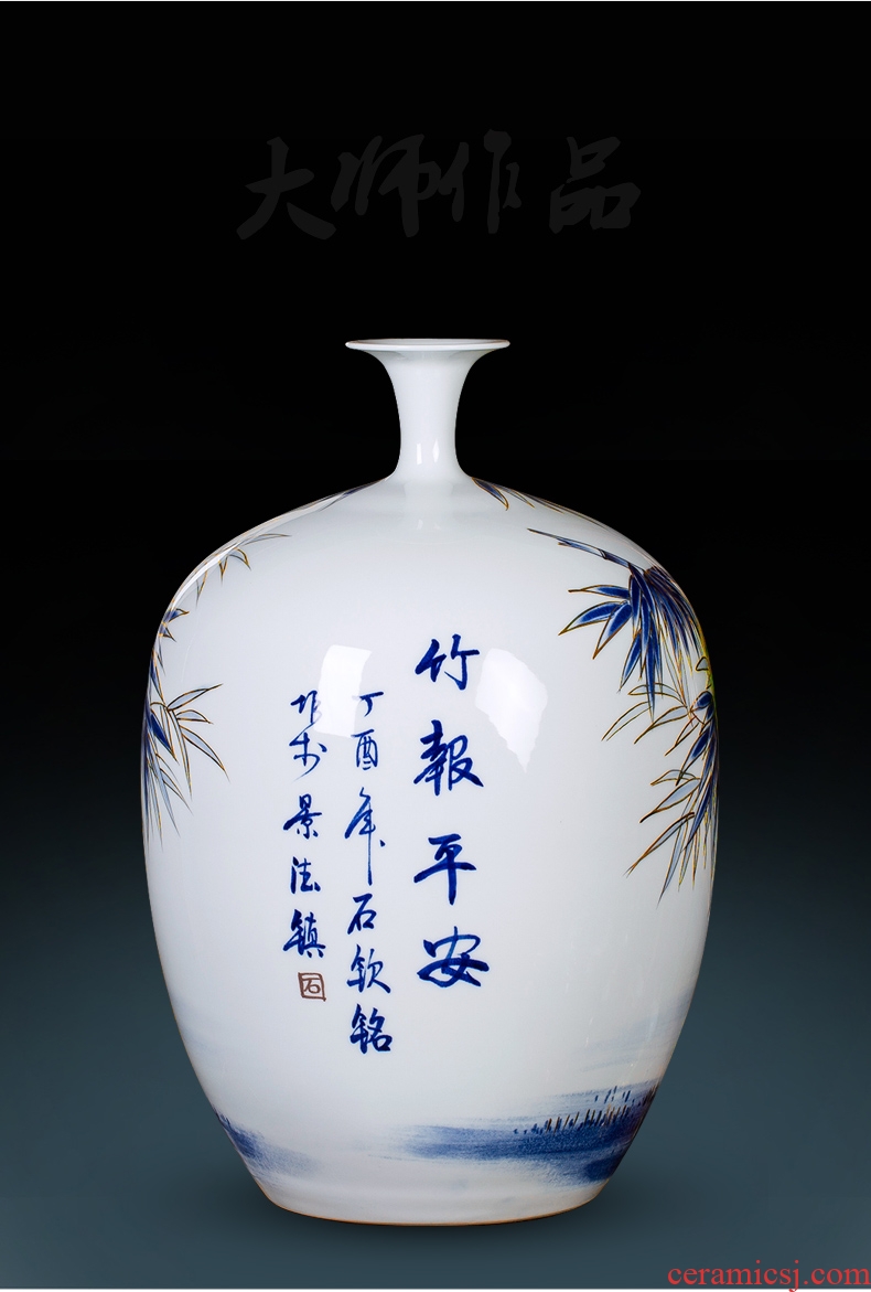 Jingdezhen ceramic paint big vase masters hand draw every year more than furnishing articles Chinese blue and white porcelain is sitting room adornment