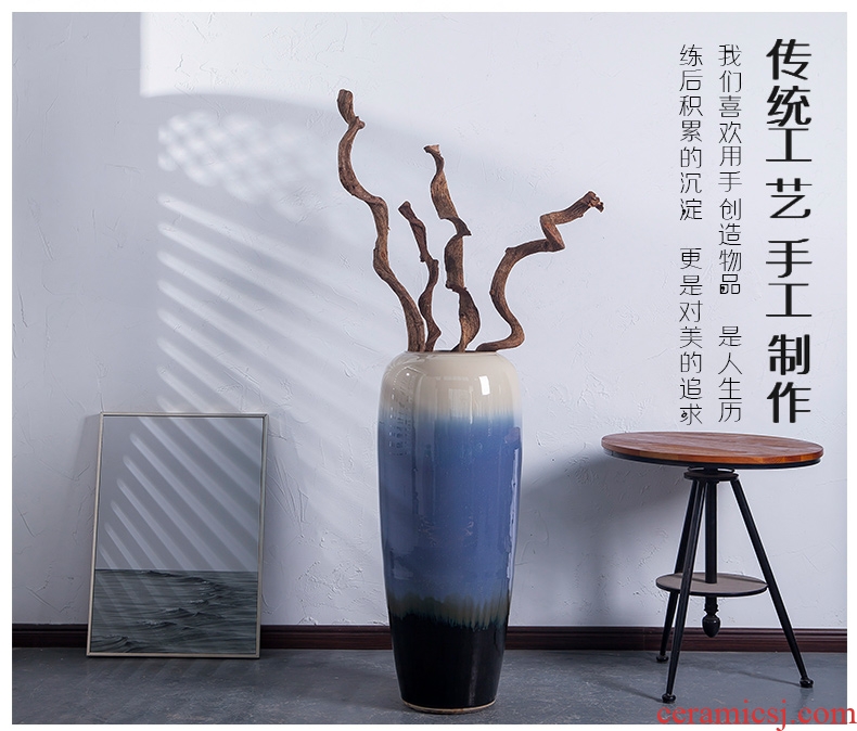 Contemporary and contracted vase furnishing articles blue flower arranging jingdezhen ceramic POTS landing european-style villa decoration sitting room