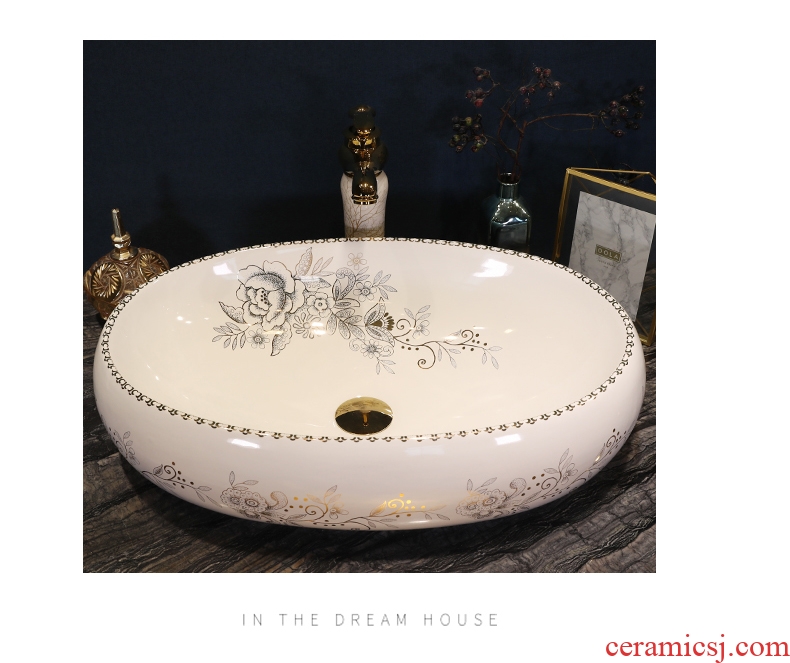 European art stage basin oval American ceramic lavatory sink jingdezhen hand washing dish basin on stage