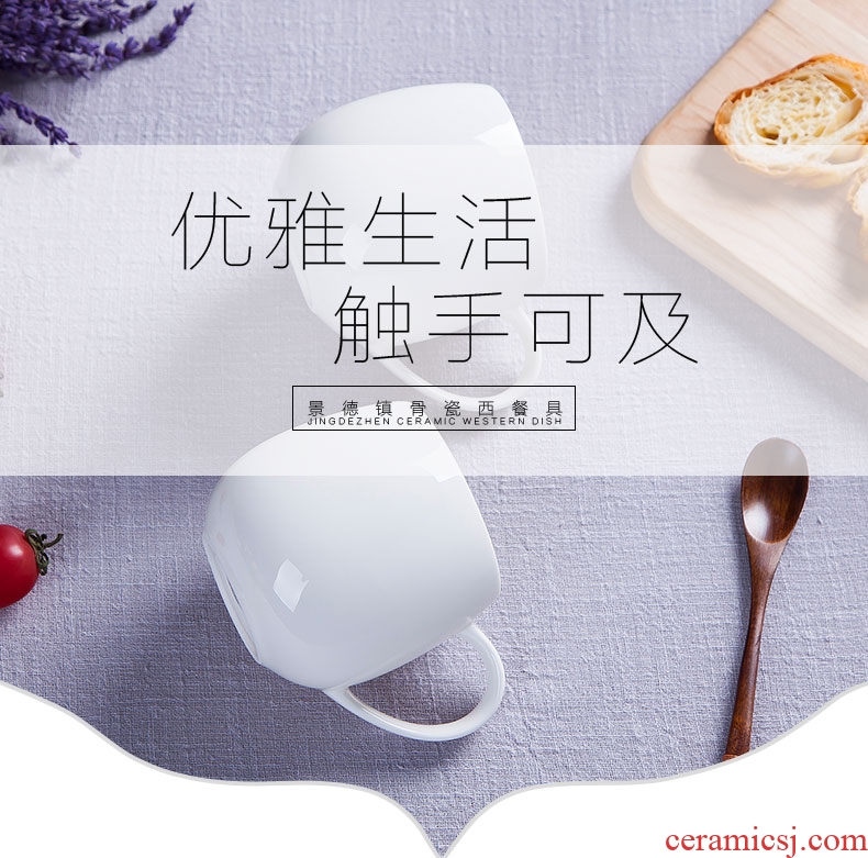 Jingdezhen contracted household pure white cup mug ceramic cup bone porcelain coffee cup milk cup