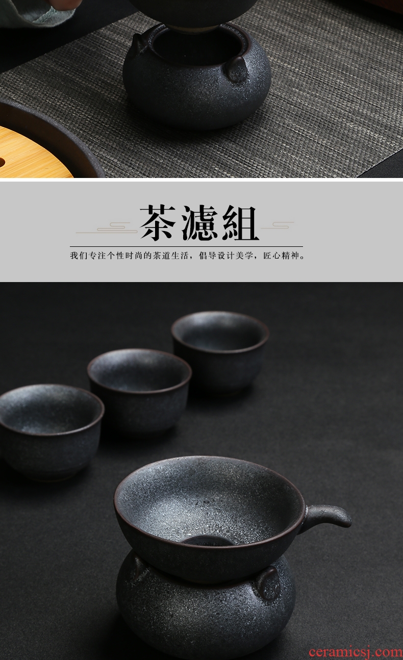 Recreational product office kung fu tea cup set household contracted and contemporary sitting room of a complete set of black ceramic teapot