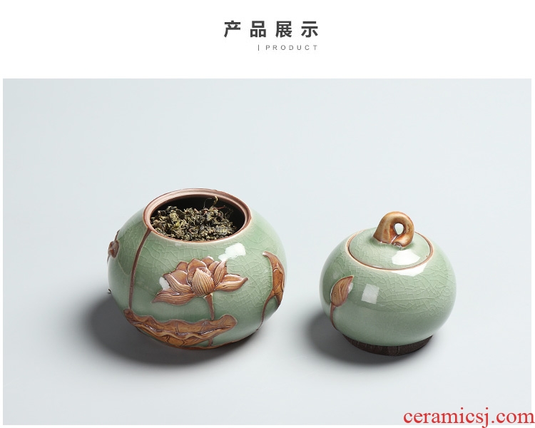 Chen xiang ru kiln caddy ceramic seal tank storage tanks to calving caddy large-sized longquan celadon POTS