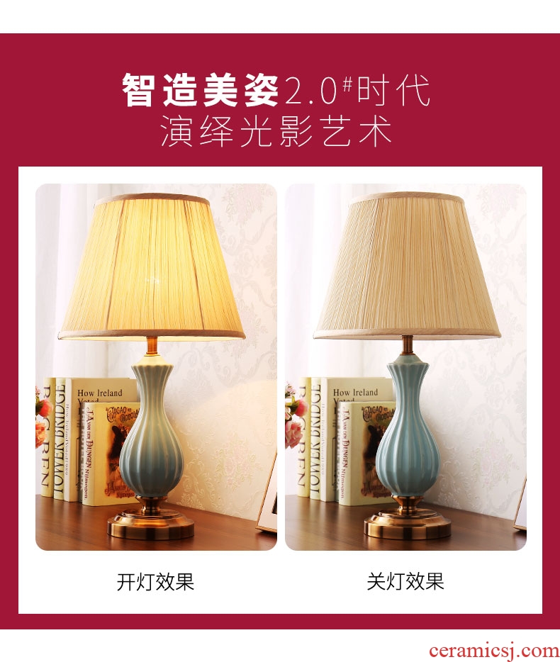 American living fashion simple decoration study remote warm bedroom berth lamp of jingdezhen ceramic lamp