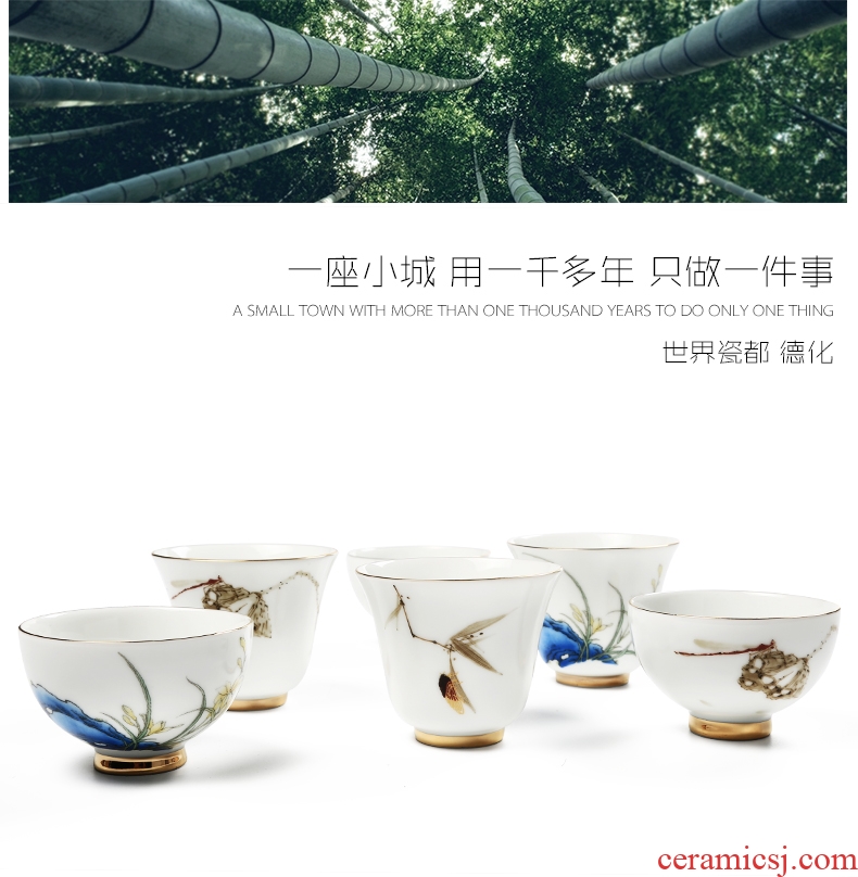 Yipin # $hand-painted paint beam koubei white porcelain tea set personal master sample tea cup glass ceramic cups