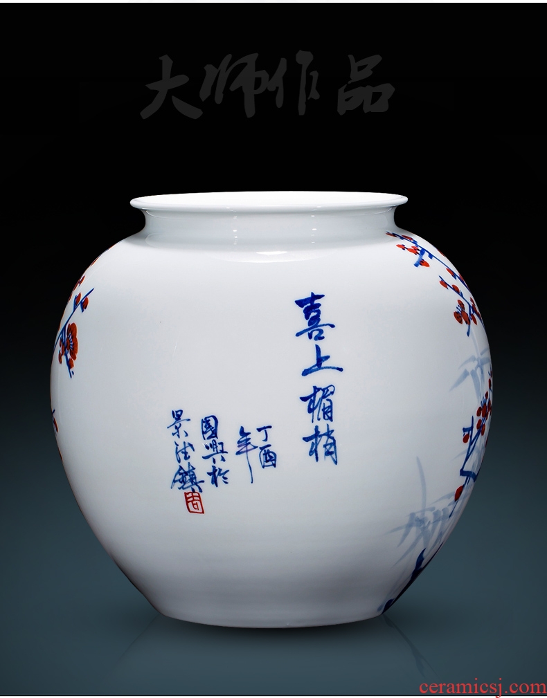 Jingdezhen ceramics pot-bellied pot vase master Chinese antique hand-painted porcelain home sitting room adornment is placed