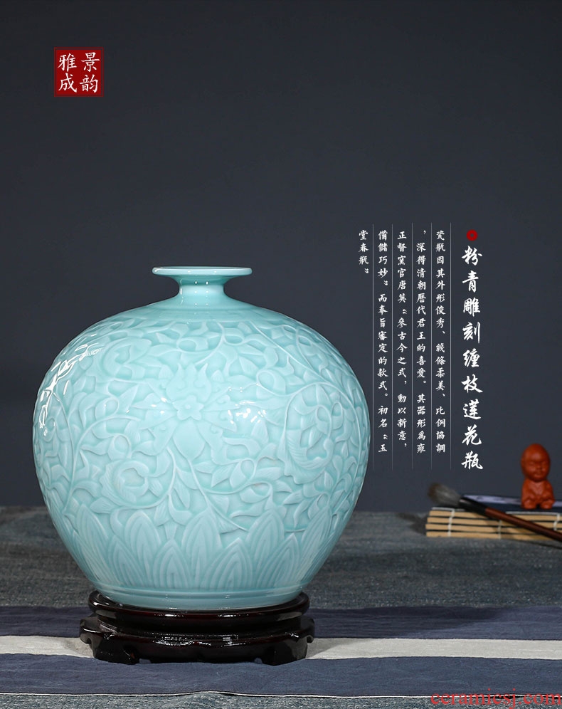 Jingdezhen ceramics art furnishing articles new Chinese style restoring ancient ways is the high temperature glaze vase is contemporary and contracted literary and artistic ideas