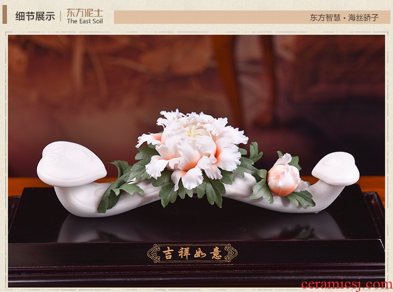 Oriental clay ceramic flower furnishing articles dehua white porcelain art house moved into the sitting room/good lucky for you