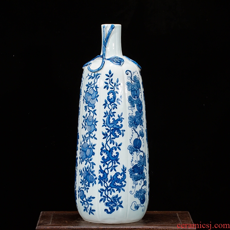 Jingdezhen ceramics vase antique blue-and-white large flower arranging new porch sitting room of Chinese style household act the role ofing is tasted furnishing articles