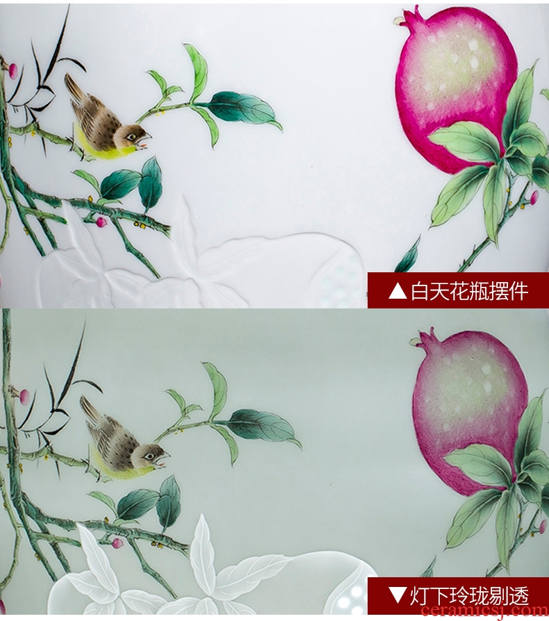 Jingdezhen ceramic vase famous hand-painted Chinese pomegranate thin foetus and exquisite furnishing articles home sitting room adornment flower arrangement