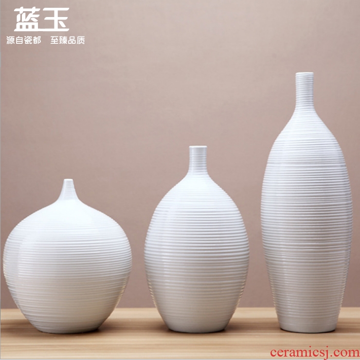 Jingdezhen ceramic vases, white European vase three-piece furnishing articles contracted sitting room between example home decoration