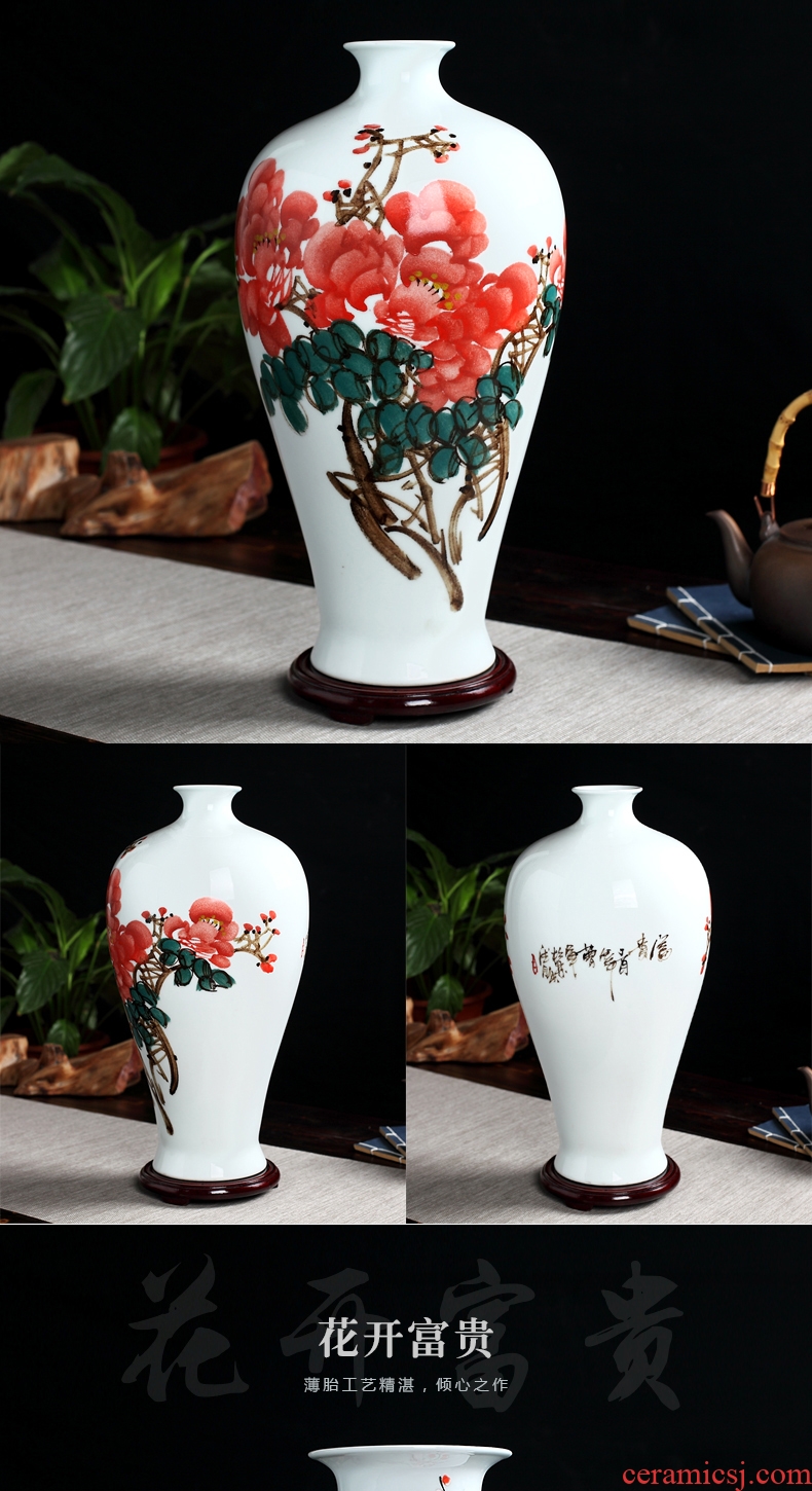 Jingdezhen handmade ceramic vase furnishing articles 041 hand-painted sitting room dry flower new Chinese style decoration decoration