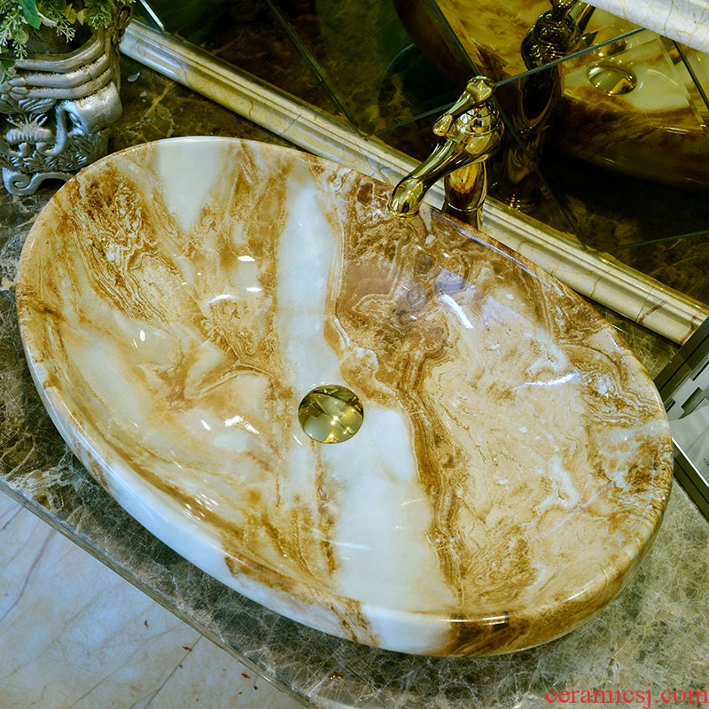 Marble basin of continental stage ceramic lavabo lavatory household toilet basin that wash a face the oval art basin