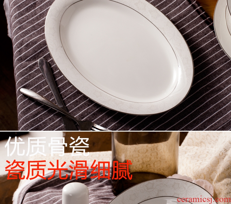 Korean dishes suit household contracted tableware jingdezhen high-grade bone porcelain bowls plate north European bowl chopsticks