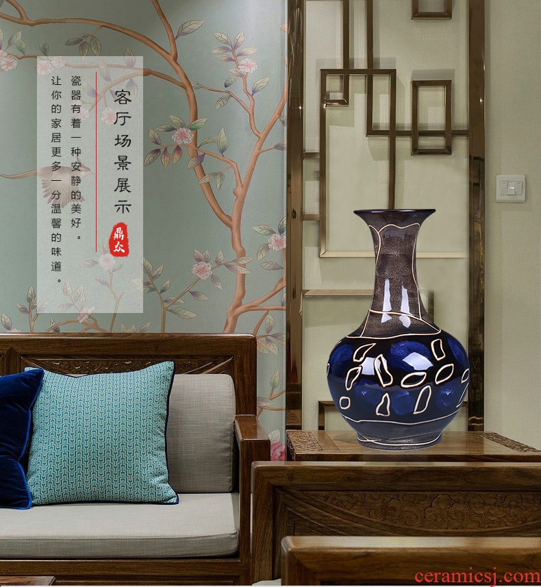 Manual creative kiln jingdezhen ceramics vases, flower arrangement of Chinese style restoring ancient ways wine rich ancient frame is placed in the living room