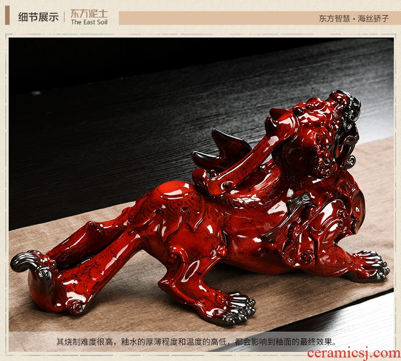 Oriental clay ceramic bullies big sitting room lucky money and the mythical wild animal office furnishing articles pichel, high-end gifts