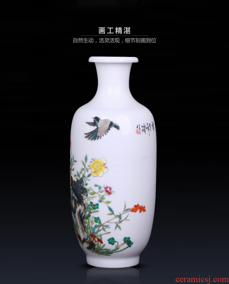 Jingdezhen ceramic hand-painted vases, flower arranging decorations furnishing articles new Chinese style living room porch craft porcelain decoration