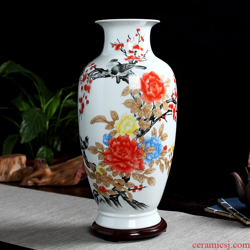 Jingdezhen handmade ceramic vase furnishing articles 041 hand-painted sitting room dry flower new Chinese style decoration decoration