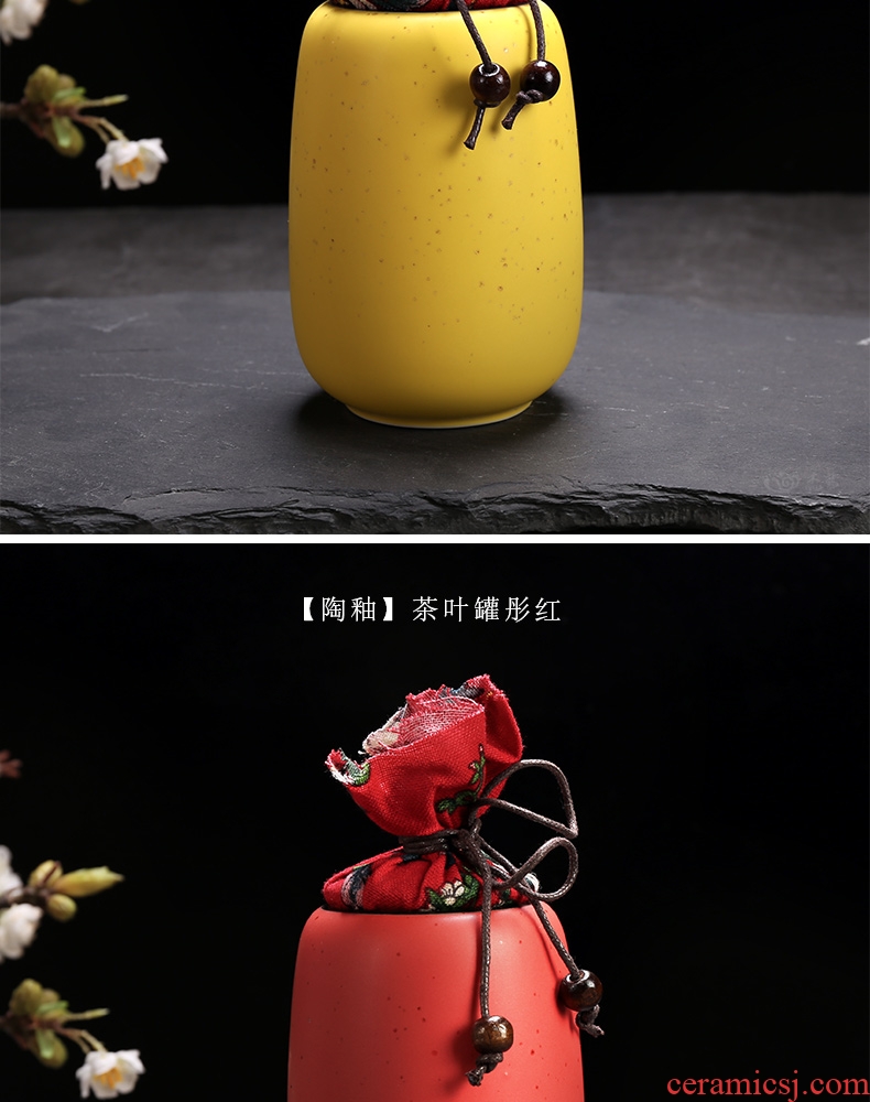Jade art tea set ceramic glazes kung fu tea caddy seal POTS with cork Japanese tea caddy