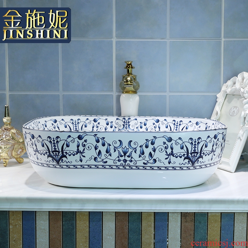 Table plate oval ceramic lavabo stage basin of Chinese style restoring ancient ways art basin toilet lavatory basin