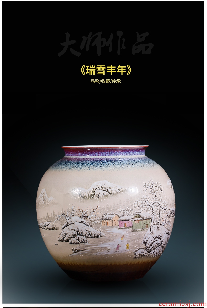 Jingdezhen ceramic hand-painted pot-bellied vases, flower arrangement sitting room adornment furnishing articles study Chinese painting and calligraphy scrolls cylinder
