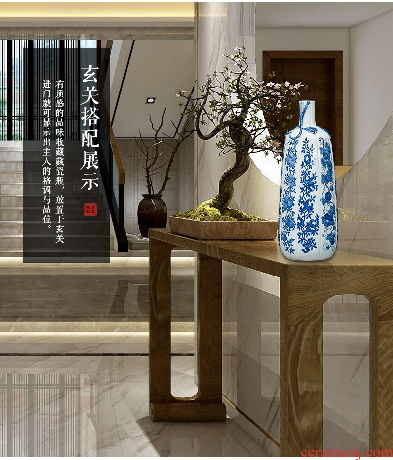 Jingdezhen ceramics vase antique blue-and-white large flower arranging new porch sitting room of Chinese style household act the role ofing is tasted furnishing articles