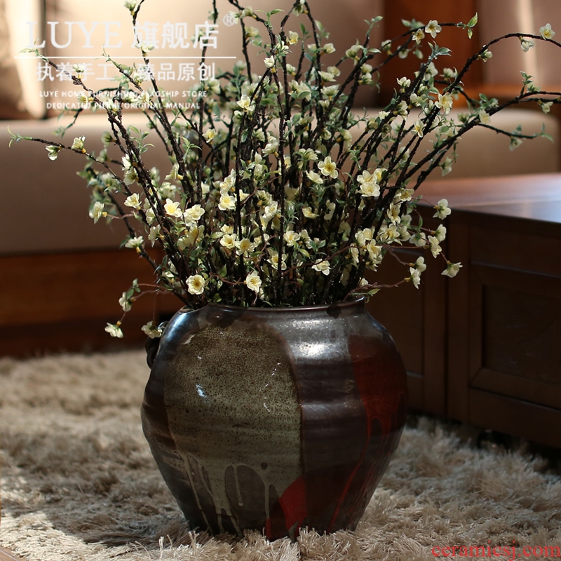 Jingdezhen pottery vase hotel Chinese ground ceramic pottery vase restoring ancient ways creative flower arranging furnishing articles in the living room