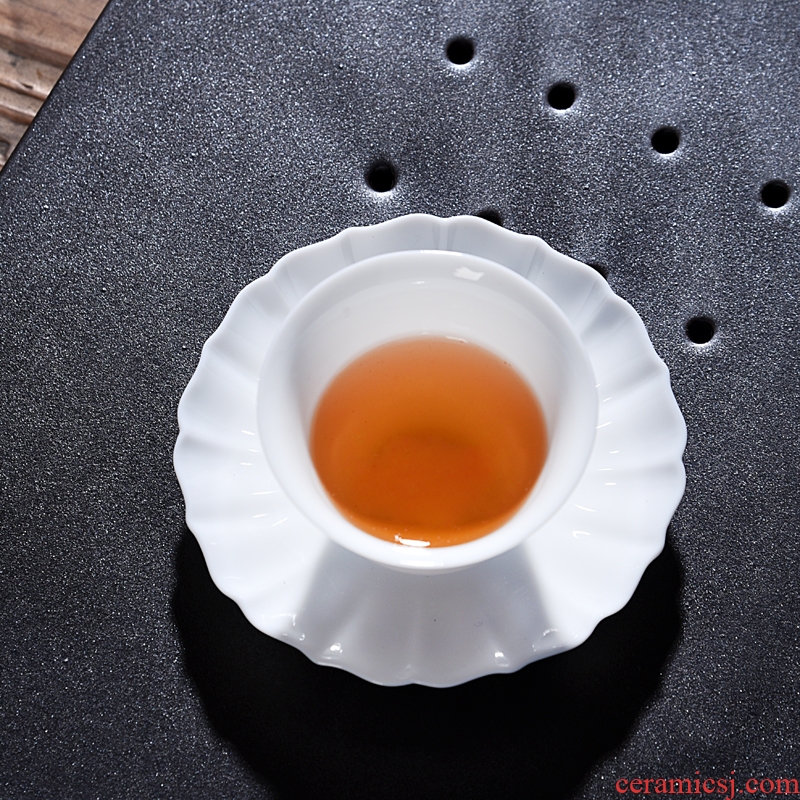 Morning cheung kung fu tea saucer coasters dehua white porcelain tea accessories mat glass ceramic tea set