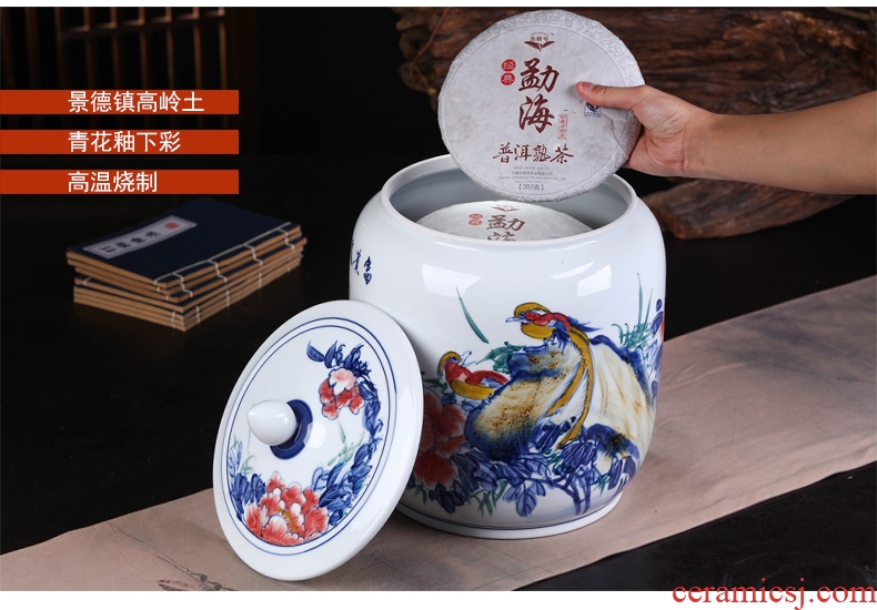 Jingdezhen ceramic POTS awake pu 'er tea pot of tea tea pot general box sealed storage tank is large