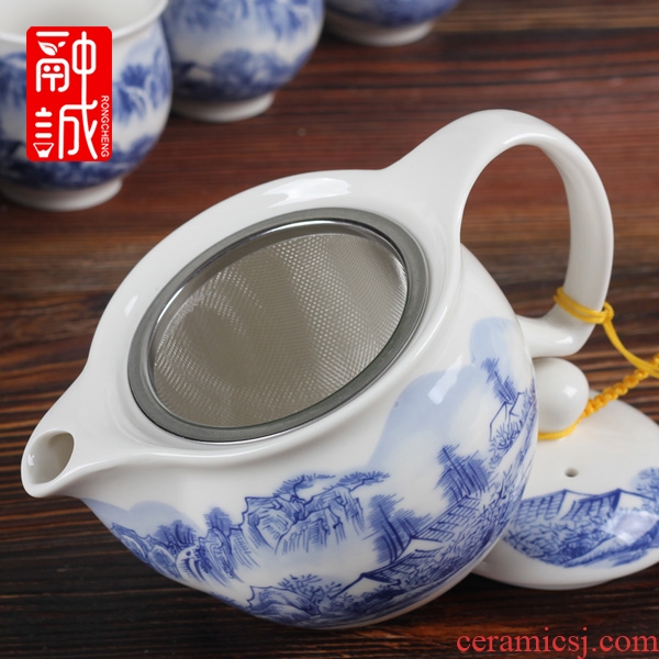 Melting cheng tea set large double single ceramic teapot jingdezhen porcelain teapot kung fu tea tea