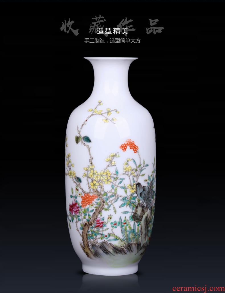 Jingdezhen ceramic hand-painted powder enamel vase place to live in the sitting room of new Chinese style flower arranging porcelain decorative arts and crafts